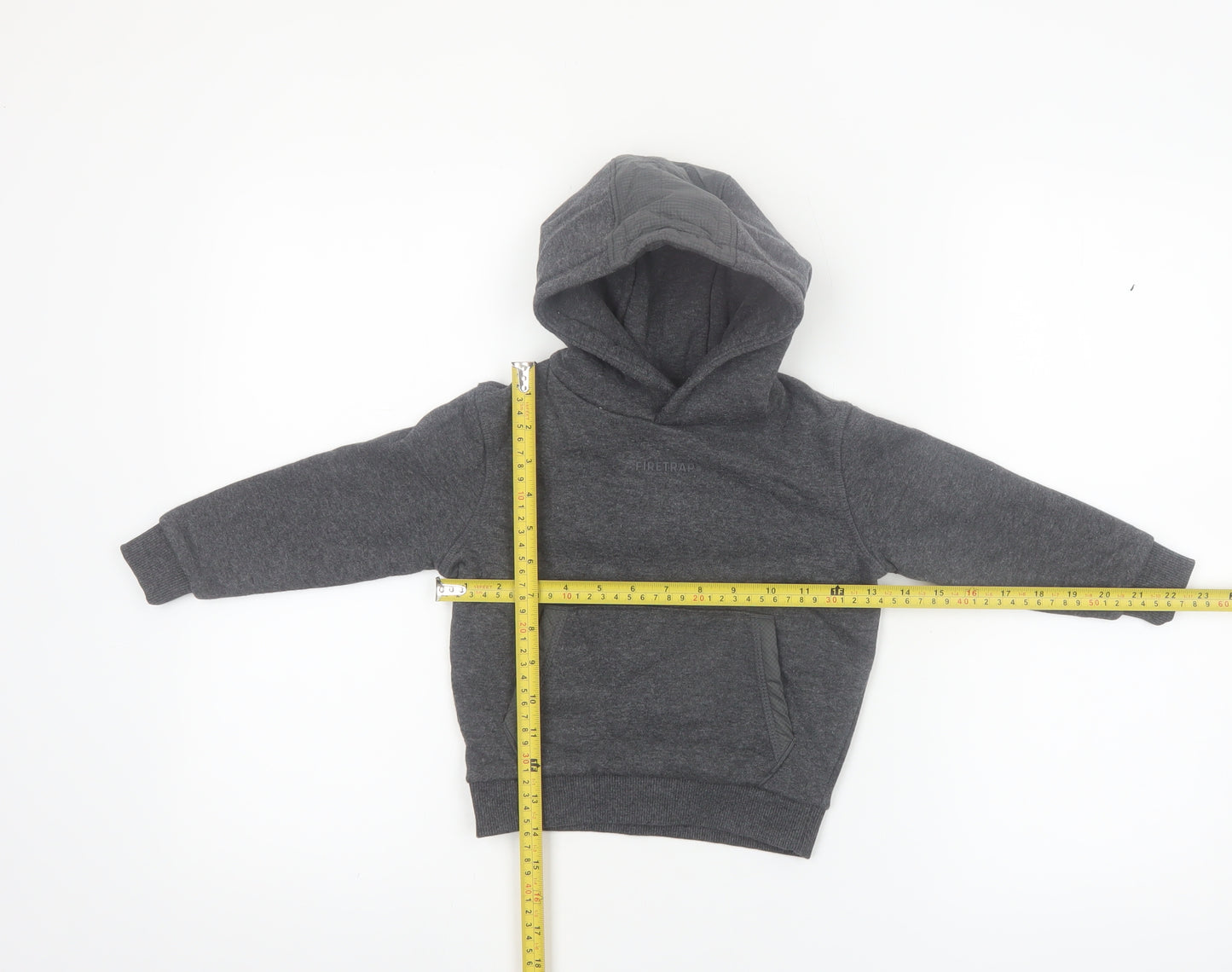 Firetrap Boys Dark Grey Pullover Hoodie 2-3 Years Fleece Lined Casual