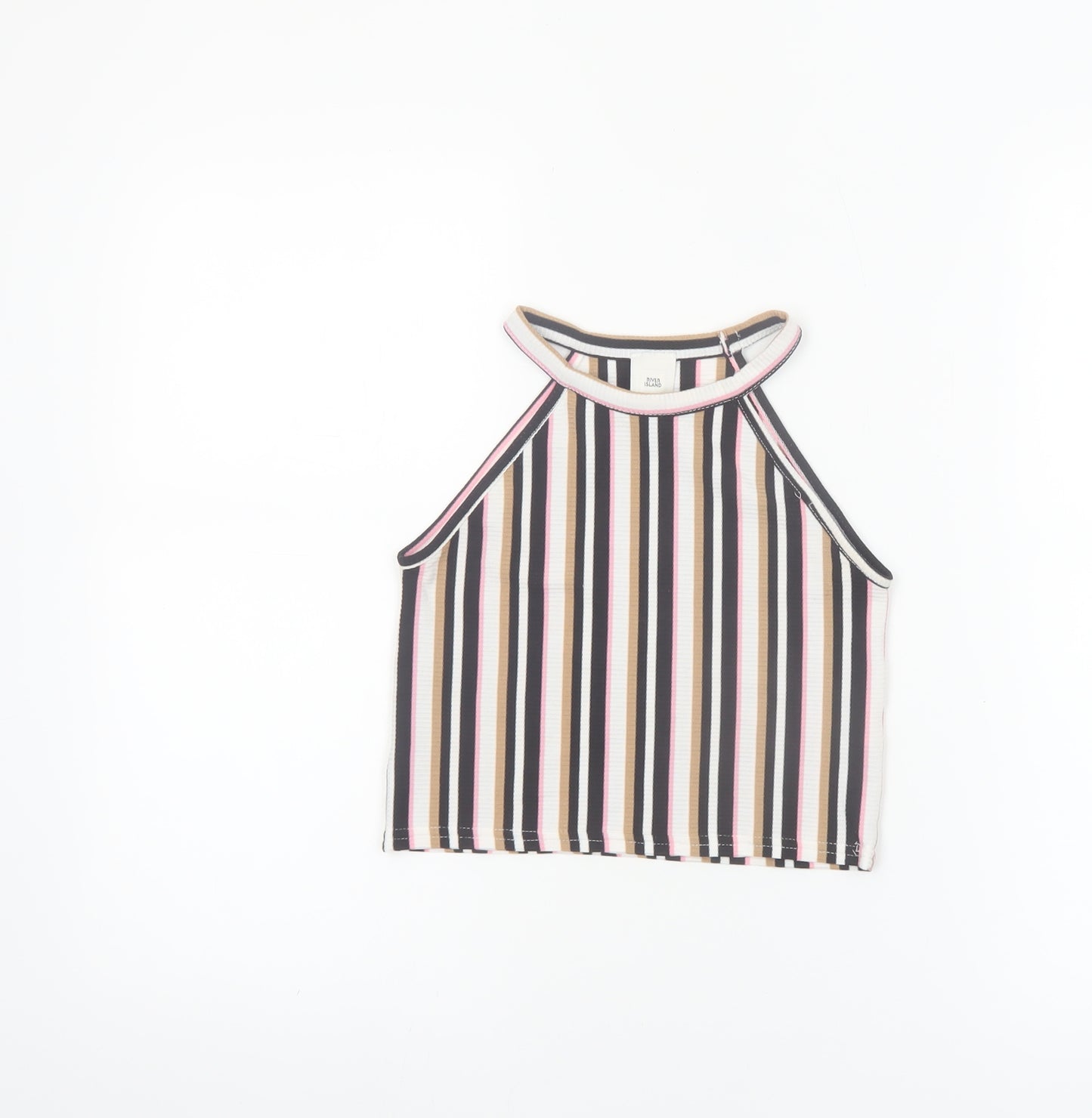 River Island Teens Multicoloured Striped Cropped Halter Tank Top 9/10yrs