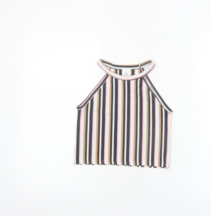River Island Teens Multicoloured Striped Cropped Halter Tank Top 9/10yrs