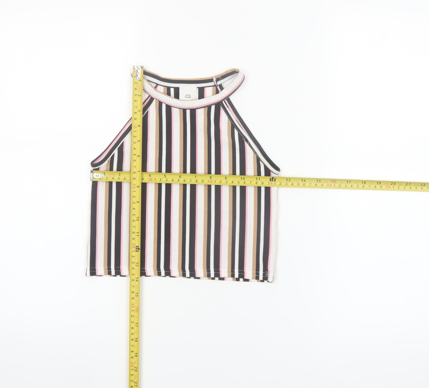 River Island Teens Multicoloured Striped Cropped Halter Tank Top 9/10yrs