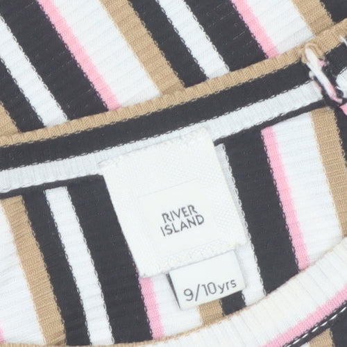 River Island Teens Multicoloured Striped Cropped Halter Tank Top 9/10yrs