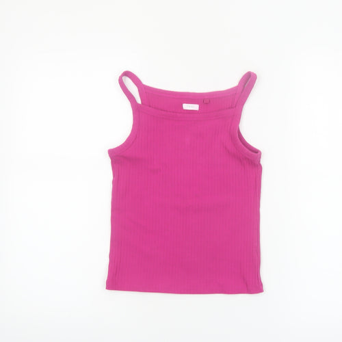 Next Girls Pink Ribbed Stretch Camisole Tank Top 10 Years