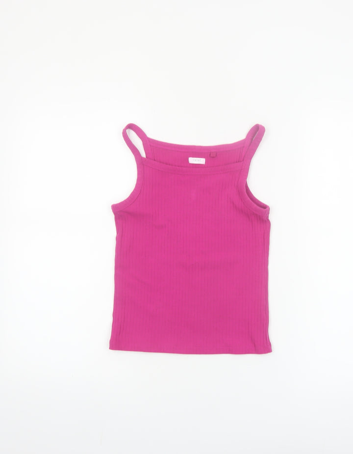 Next Girls Pink Ribbed Stretch Camisole Tank Top 10 Years
