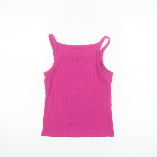 Next Girls Pink Ribbed Stretch Camisole Tank Top 10 Years