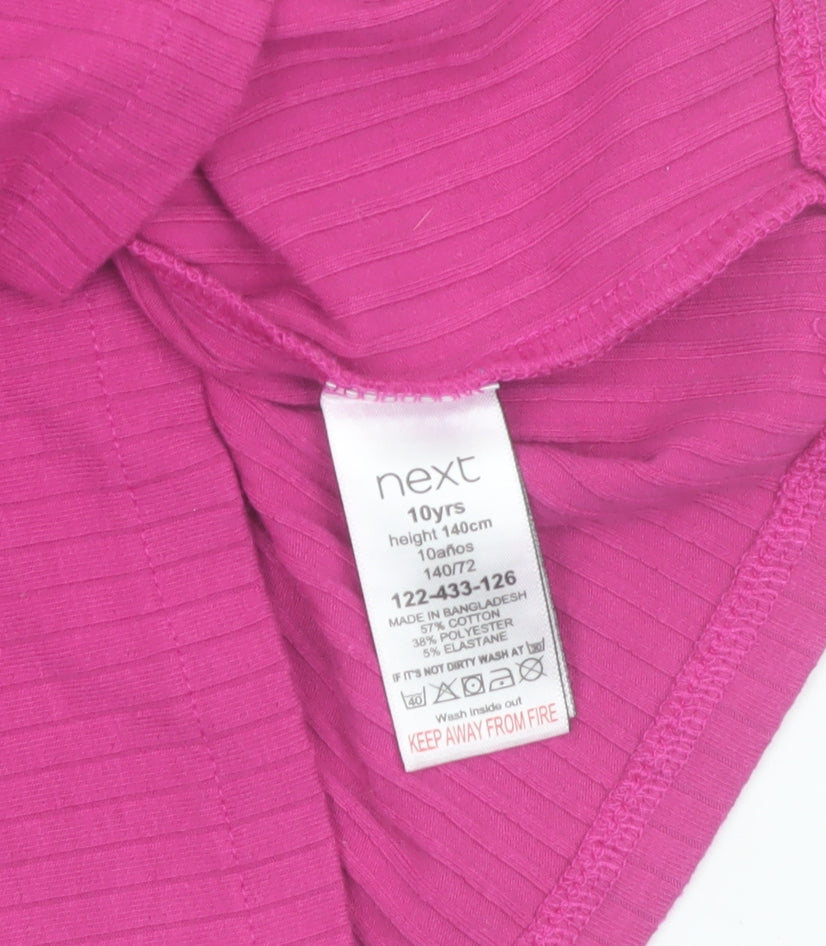 Next Girls Pink Ribbed Stretch Camisole Tank Top 10 Years