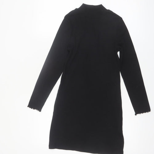 Marks and Spencer Girls Black Knit High Neck Shift Dress 9-10 Years