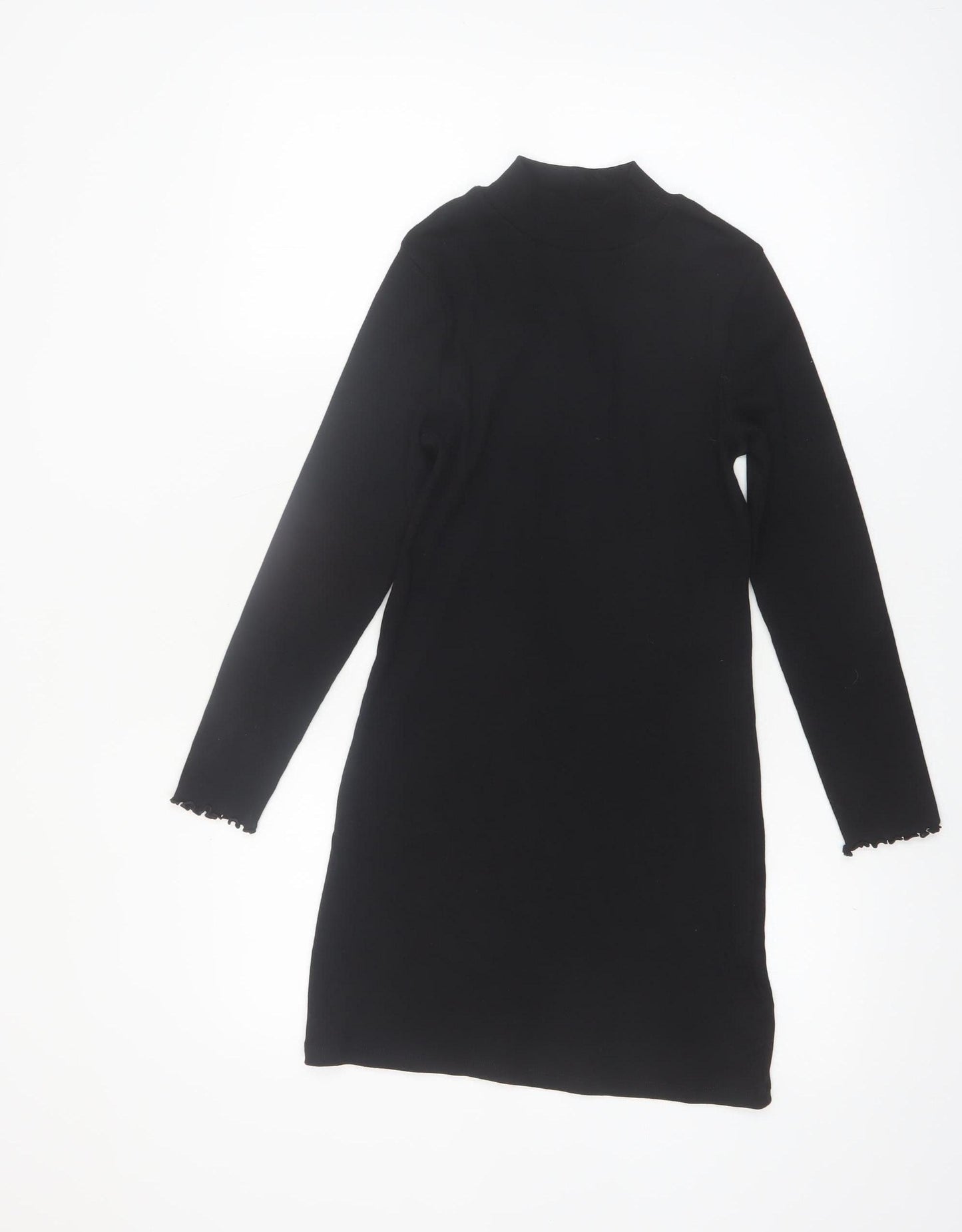 Marks and Spencer Girls Black Knit High Neck Shift Dress 9-10 Years