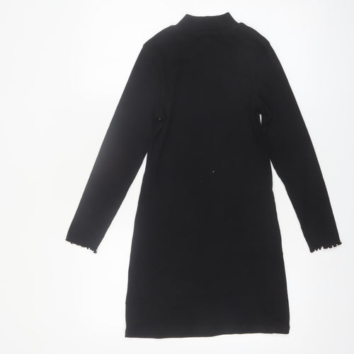 Marks and Spencer Girls Black Knit High Neck Shift Dress 9-10 Years