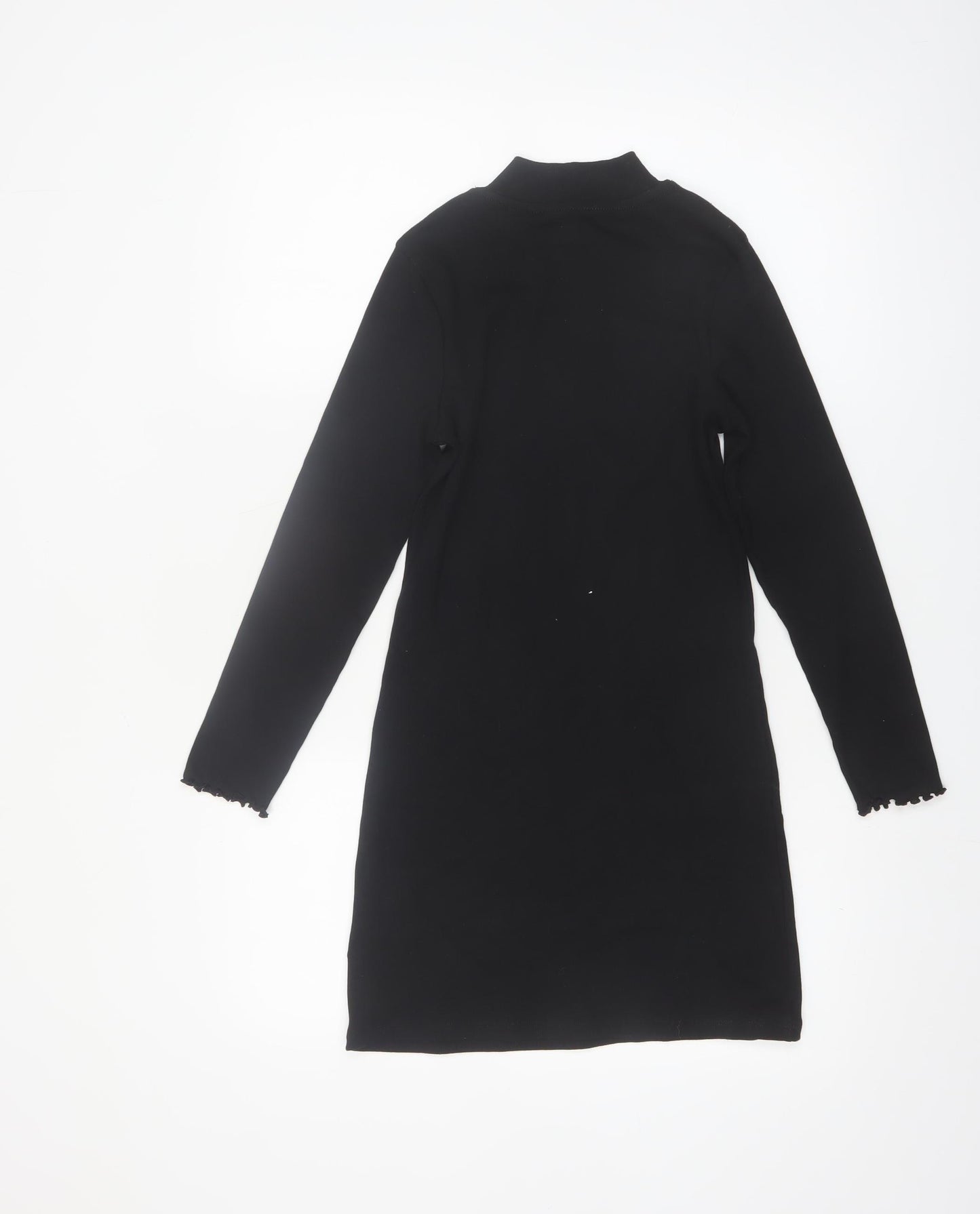 Marks and Spencer Girls Black Knit High Neck Shift Dress 9-10 Years