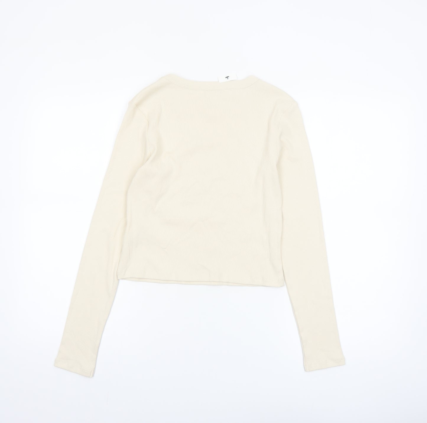 Marks and Spencer Girls Beige Long Sleeve Cat Graphic Cropped T-Shirt 13-14 Years