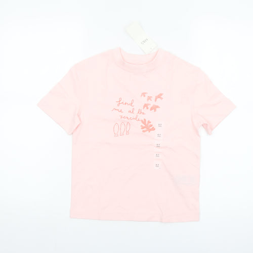 Marks and Spencer Girls Pink 6-7 Years Cotton Graphic T-Shirt