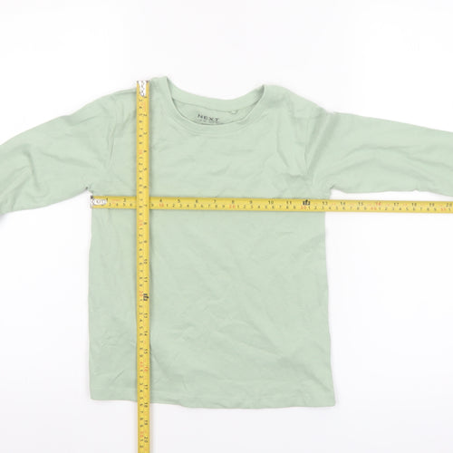Next Girls Green Long Sleeve Cotton T-Shirt 5-6 Years Basic Crew Neck