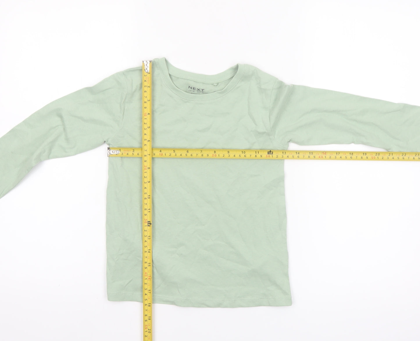 Next Girls Green Long Sleeve Cotton T-Shirt 5-6 Years Basic Crew Neck