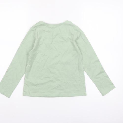 Next Girls Green Long Sleeve Cotton T-Shirt 5-6 Years Basic Crew Neck