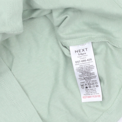 Next Girls Green Long Sleeve Cotton T-Shirt 5-6 Years Basic Crew Neck