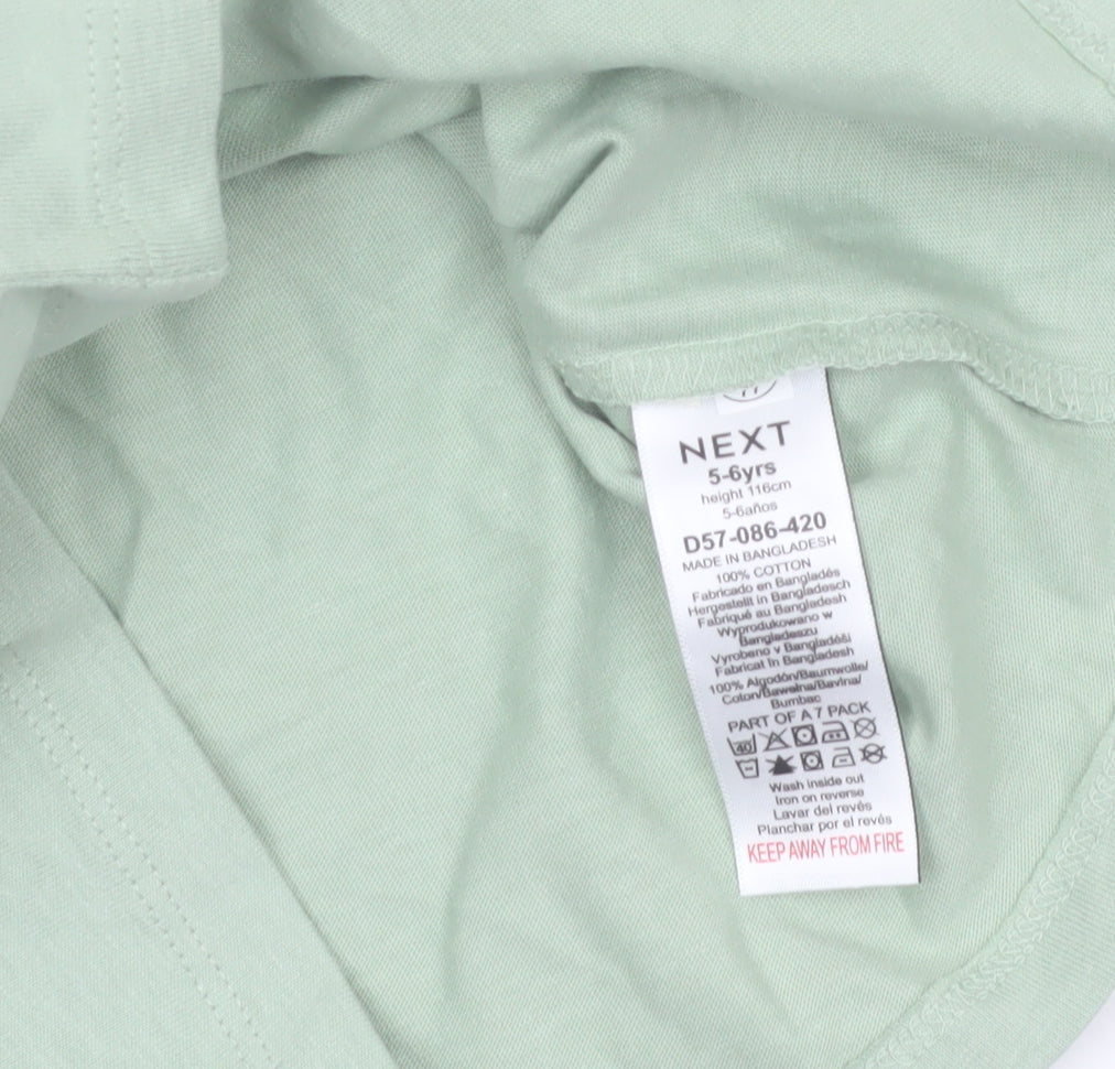 Next Girls Green Long Sleeve Cotton T-Shirt 5-6 Years Basic Crew Neck