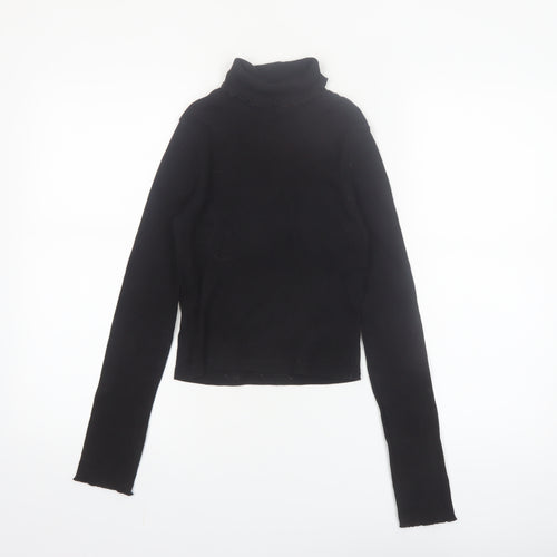 River Island Girls Black Long Sleeve Roll Neck Top 9-10 Years