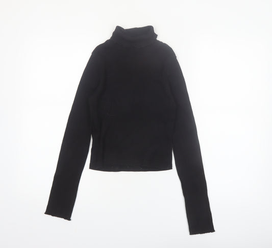 River Island Girls Black Long Sleeve Roll Neck Top 9-10 Years