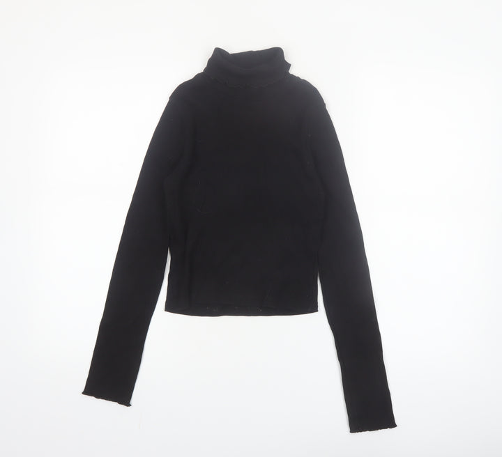 River Island Girls Black Long Sleeve Roll Neck Top 9-10 Years