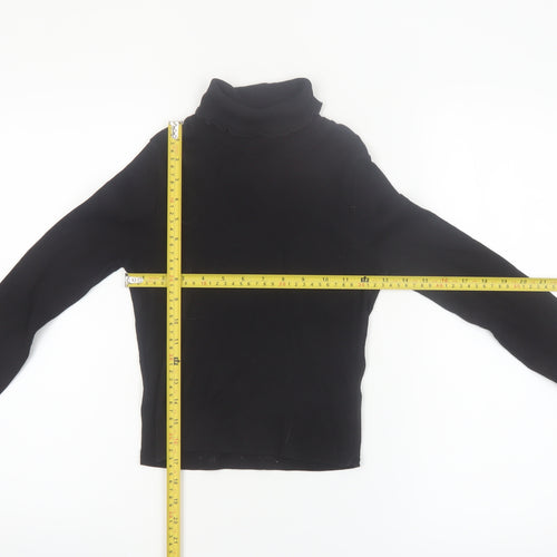 River Island Girls Black Long Sleeve Roll Neck Top 9-10 Years