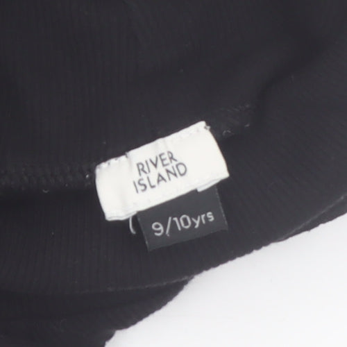 River Island Girls Black Long Sleeve Roll Neck Top 9-10 Years