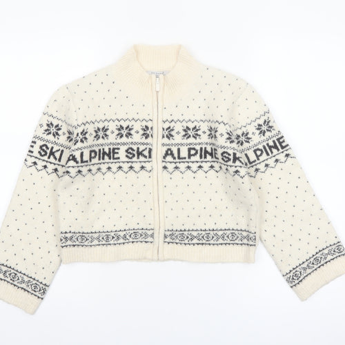 Primark Girls Cream Fair Isle Alpine Ski Full Zip Cardigan 10-11 Years