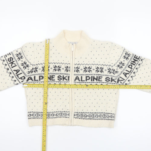 Primark Girls Cream Fair Isle Alpine Ski Full Zip Cardigan 10-11 Years