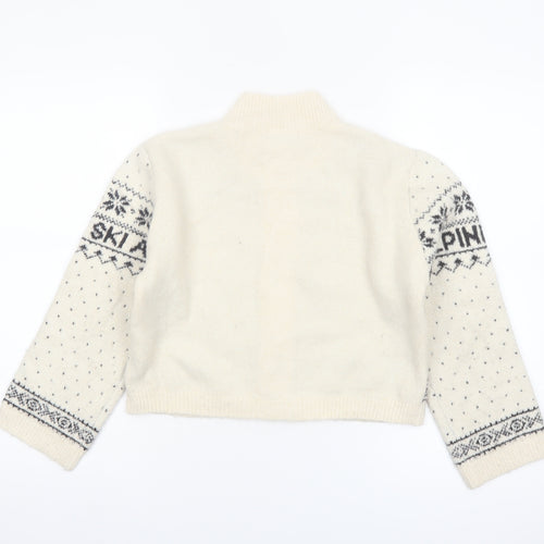 Primark Girls Cream Fair Isle Alpine Ski Full Zip Cardigan 10-11 Years