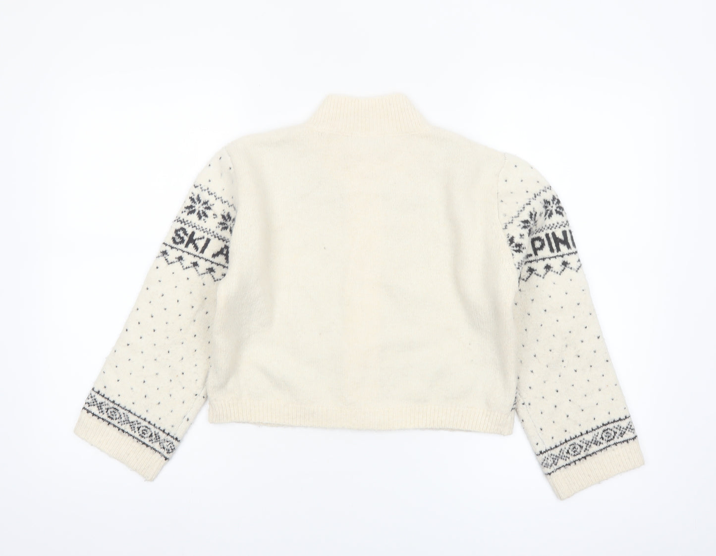 Primark Girls Cream Fair Isle Alpine Ski Full Zip Cardigan 10-11 Years
