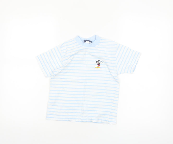 Disney Girls Blue Striped Mickey Mouse Cotton T-Shirt 4-5 Years