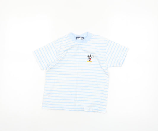 Disney Girls Blue Striped Mickey Mouse Cotton T-Shirt 4-5 Years
