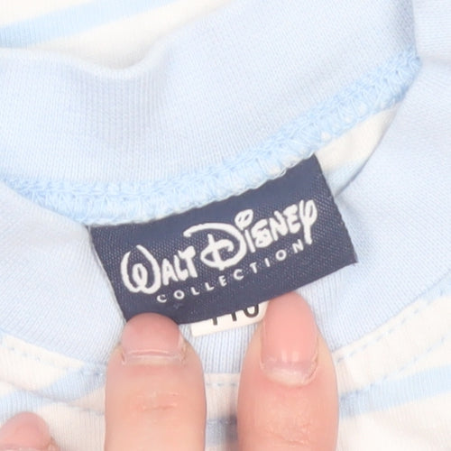Disney Girls Blue Striped Mickey Mouse Cotton T-Shirt 4-5 Years