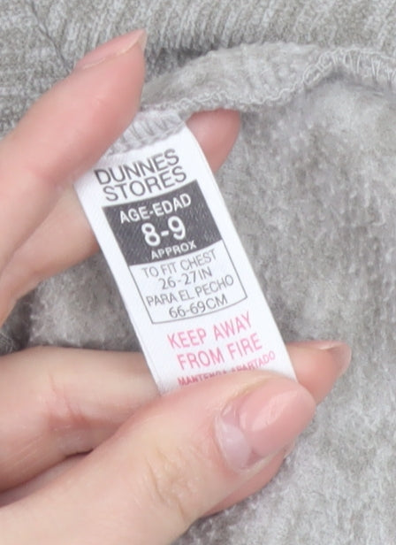 Dunnes Stores Boys Grey Full Zip Hoodie Age 8-9 Years Polyester Fleece