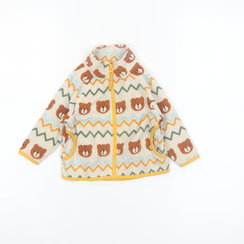 Dunnes Stores Unisex Baby Beige Bear Fleece Jacket 6-9 Months Full Zip