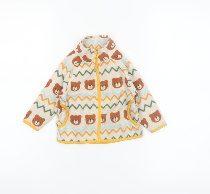 Dunnes Stores Unisex Baby Beige Bear Fleece Jacket 6-9 Months Full Zip