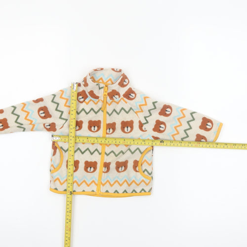 Dunnes Stores Unisex Baby Beige Bear Fleece Jacket 6-9 Months Full Zip