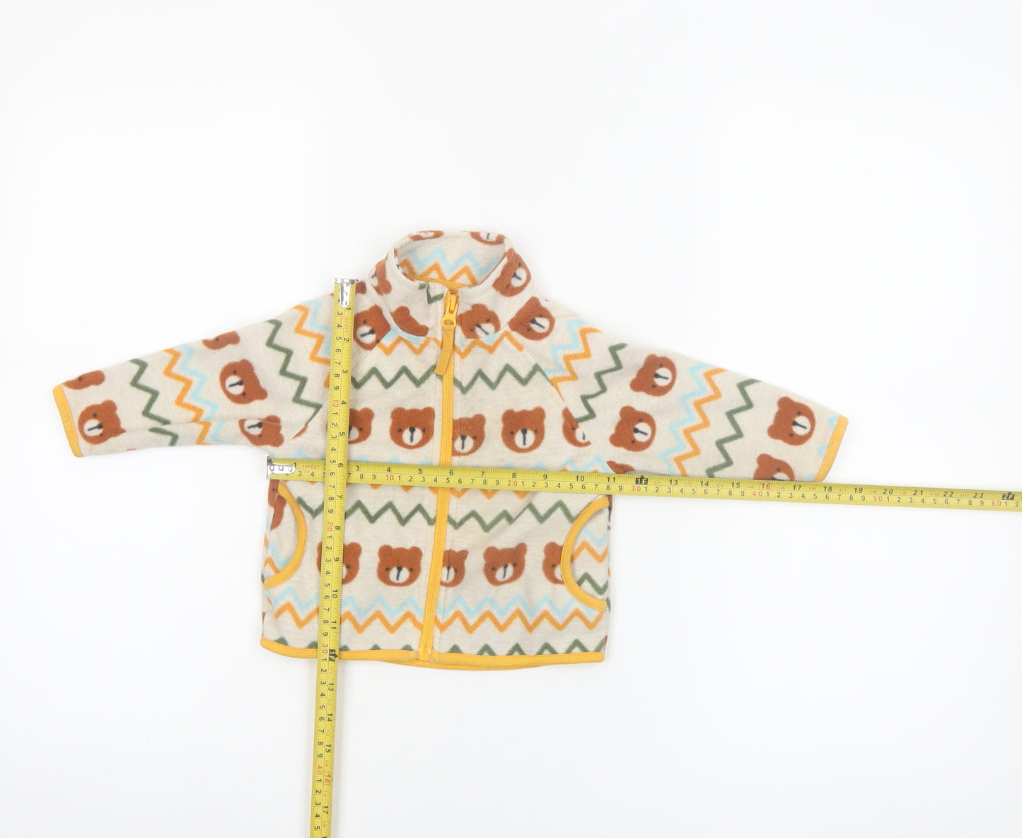 Dunnes Stores Unisex Baby Beige Bear Fleece Jacket 6-9 Months Full Zip