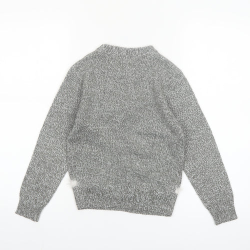 Christmas Shop Boys Grey Knitted Snowman Ugly Jumper 7-8 Years Winter Sweater