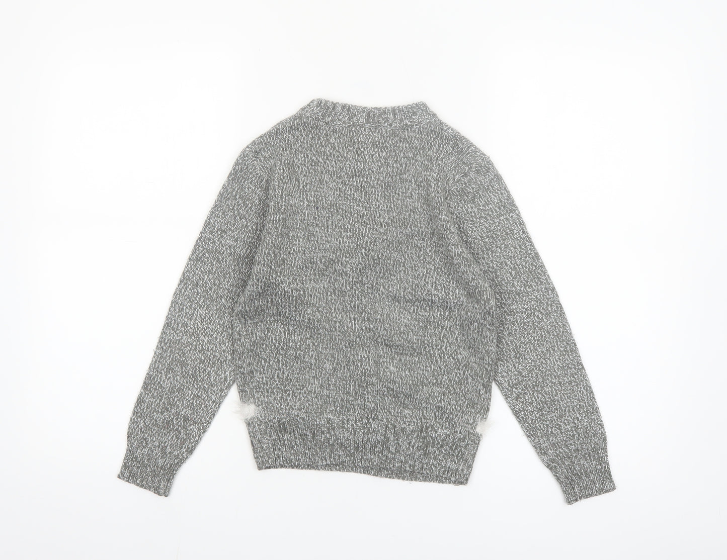 Christmas Shop Boys Grey Knitted Snowman Ugly Jumper 7-8 Years Winter Sweater