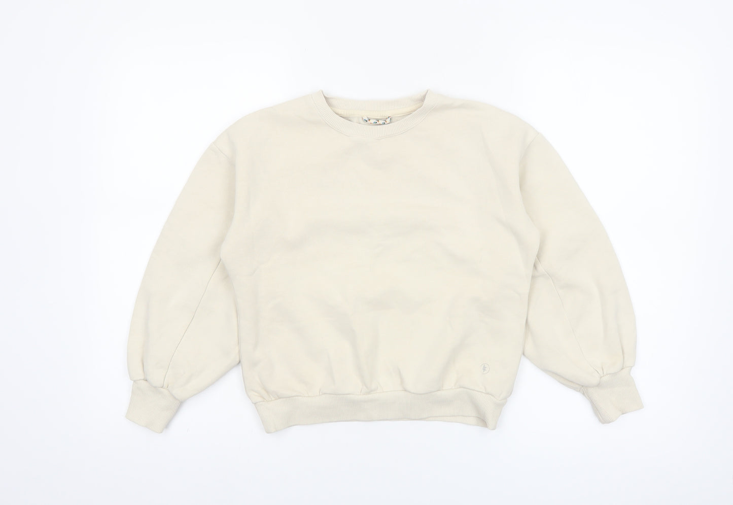 Leigh Tucker Willow Girls Beige Cotton Blend Crew Neck Sweatshirt 8 Years