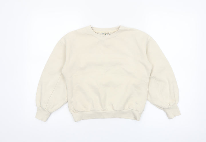 Leigh Tucker Willow Girls Beige Cotton Blend Crew Neck Sweatshirt 8 Years