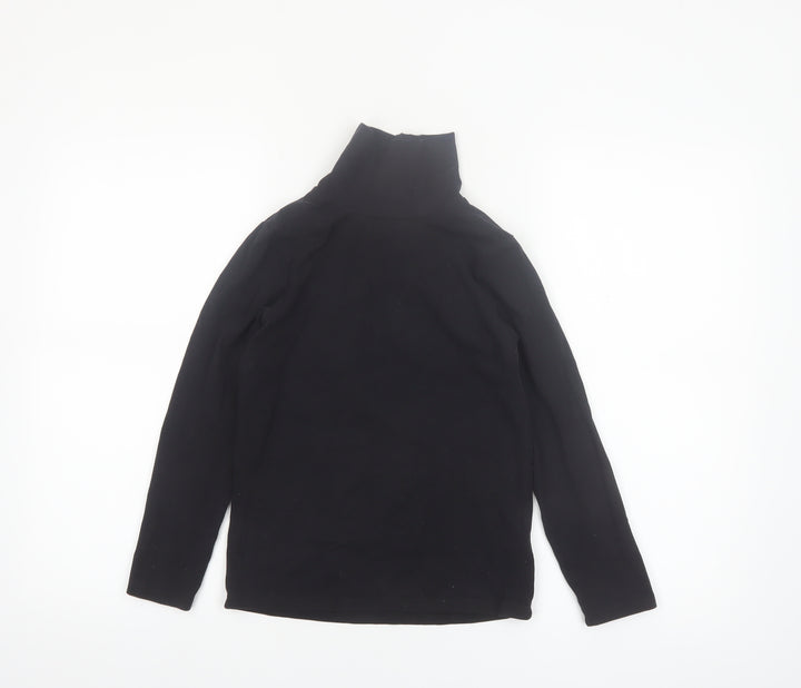 Next Girls Black Roll Neck Long Sleeve T-Shirt 9 Years Cotton Stretch