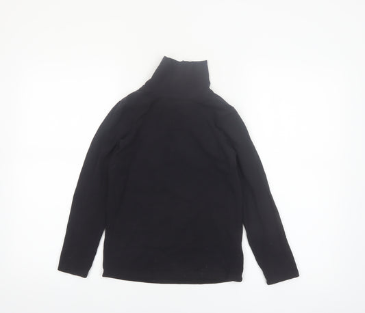 Next Girls Black Roll Neck Long Sleeve T-Shirt 9 Years Cotton Stretch