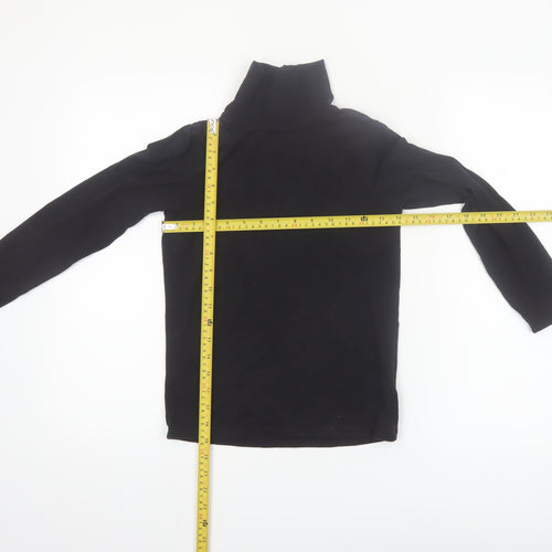 Next Girls Black Roll Neck Long Sleeve T-Shirt 9 Years Cotton Stretch