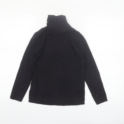 Next Girls Black Roll Neck Long Sleeve T-Shirt 9 Years Cotton Stretch