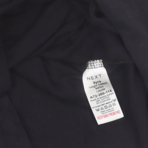 Next Girls Black Roll Neck Long Sleeve T-Shirt 9 Years Cotton Stretch