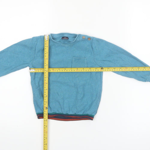 Next Boys Blue Cotton Crew Neck Jumper 2-3 Years Star Elbow Detail