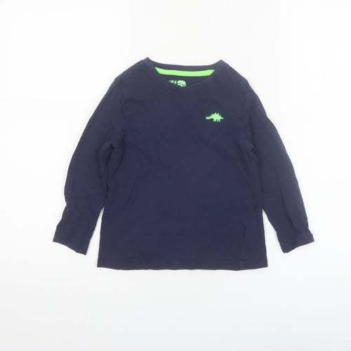 F&F Boys Blue Long Sleeve Dinosaur T-Shirt 5-6 Years Cotton