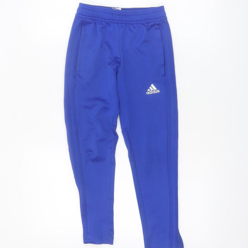 Adidas Boys Blue Jogger Trousers Size 7 Years Polyester Sportswear