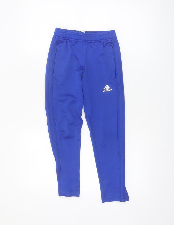 Adidas Boys Blue Jogger Trousers Size 7 Years Polyester Sportswear